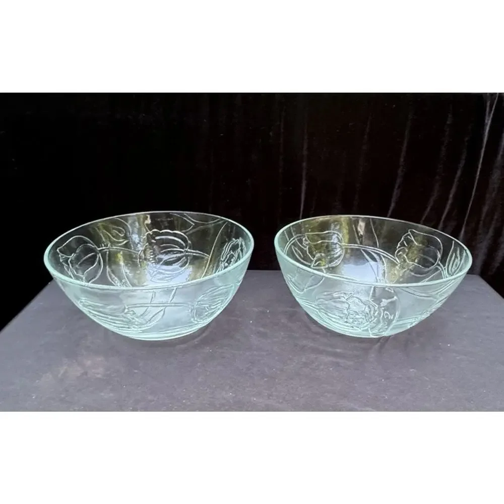 2 Vintage 1980’s Bali Le Clear Glass 10” Vegetable Serving Bowls -10/25/24
